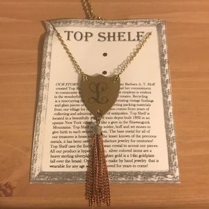 NWT Monogram L Tri Color Long Brass Necklace.